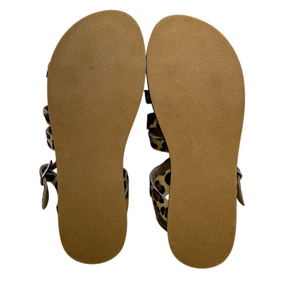 Mini Boden Girls Leopard Print Real Fur Adjustable Straps Sandals Size US 6.5 - Picture 9 of 9